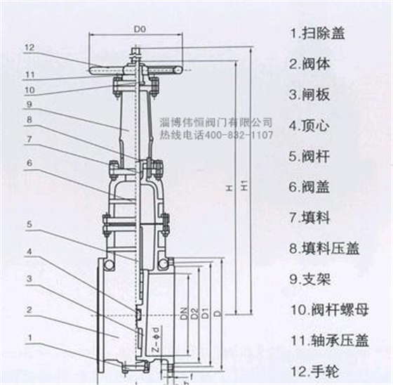 偉恒閥門(mén)-煤氣閘閥結(jié)構(gòu)